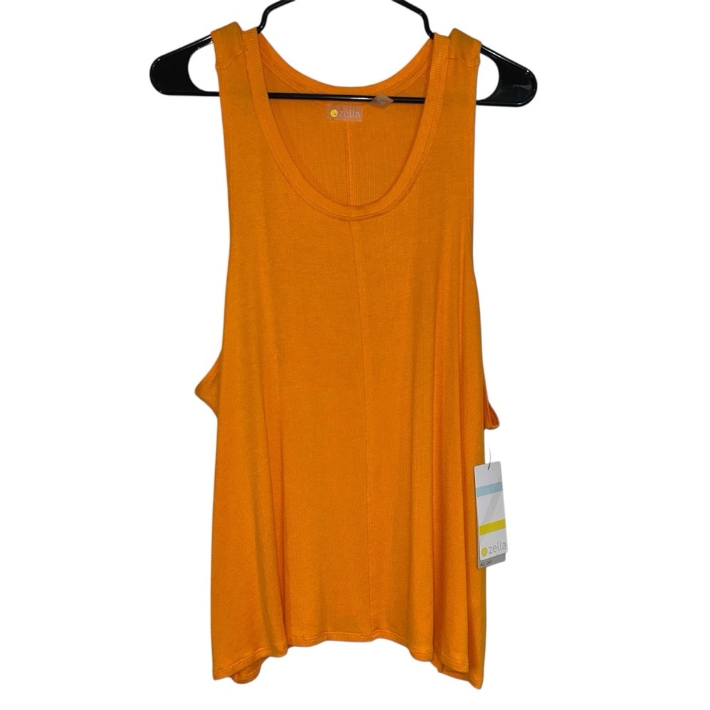 Zella Favorite Rib All Day Racerback Orange Tank Top - Picture 2 of 8